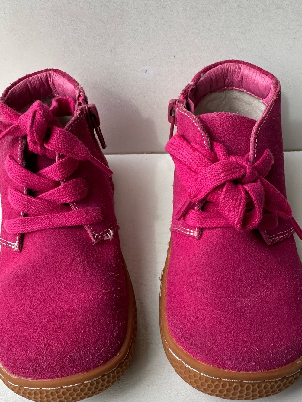Livie & Luca Pink Suede Toddler Boots Size 8 Lace Up Side Zip Ankle Shoes
